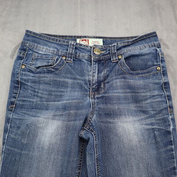 Iei Pants Womens 3 Blue Sophia Hipster Flare Mid Rise Medium Wash Denim Jeans - Picture 6 of 16